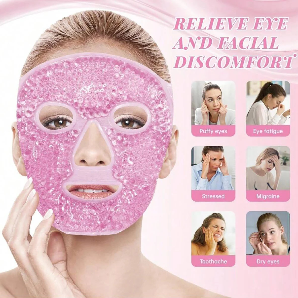 Facial and Eye Mask Ice Pack – Reusable Hot & Cold Gel Bead Mask