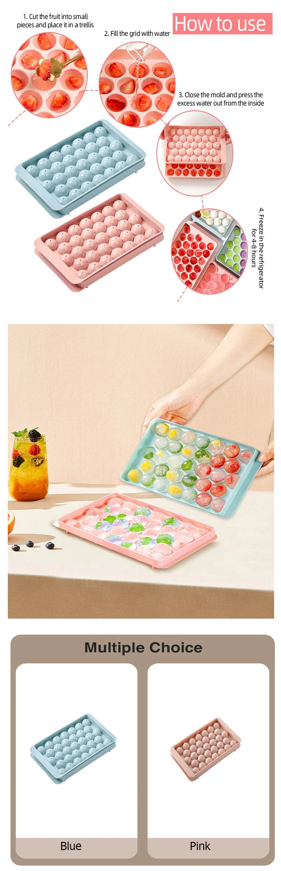 33-Sphere Ice Ball Mold – Round Ice Cube Tray for Drinks & Cocktails