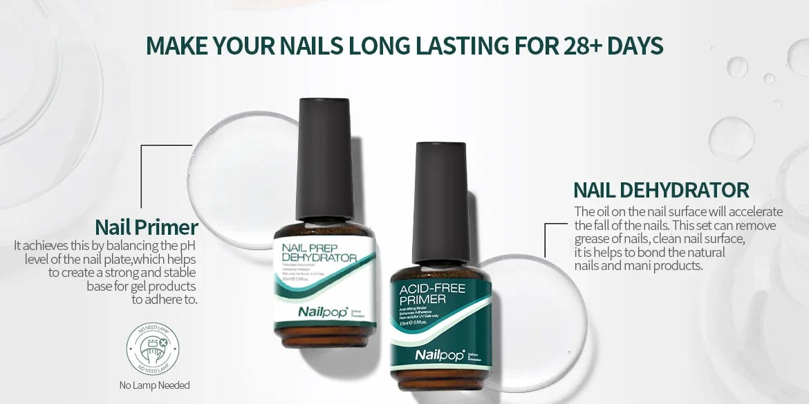 Nailpop Nail Dehydrator & Acid-Free Primer Set – Natural Nail Prep for Acrylic & UV Gel - Roomsium