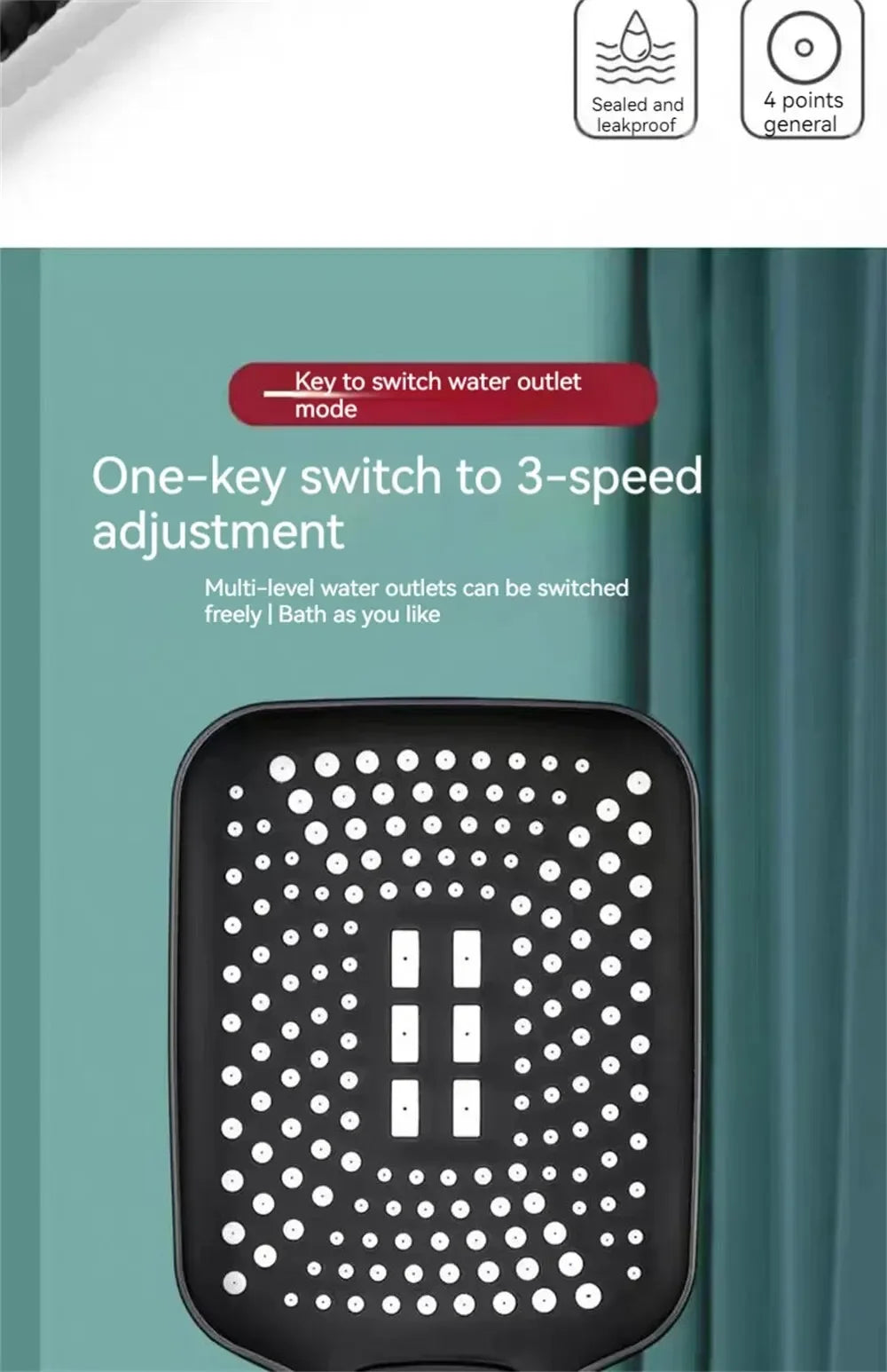 3-Mode Adjustable Handheld Shower Head – High-Pressure Water-Saving Design - Roomsium