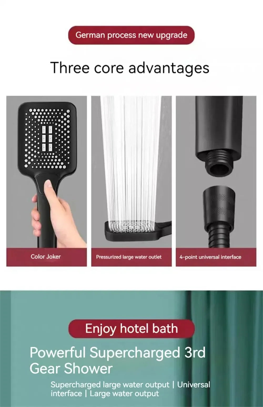 3-Mode Adjustable Handheld Shower Head – High-Pressure Water-Saving Design - Roomsium