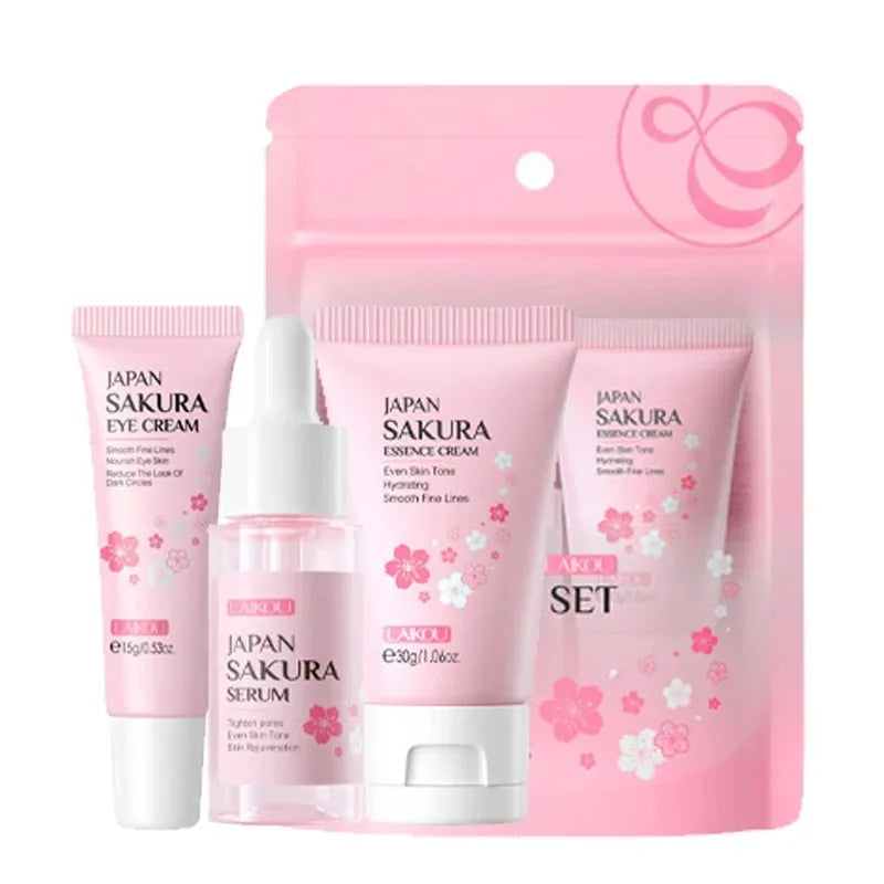 LAIKOU Vitamin C Sakura & Snail 3-Piece Skincare Set – Travel Size Face Care Kit - Roomsium