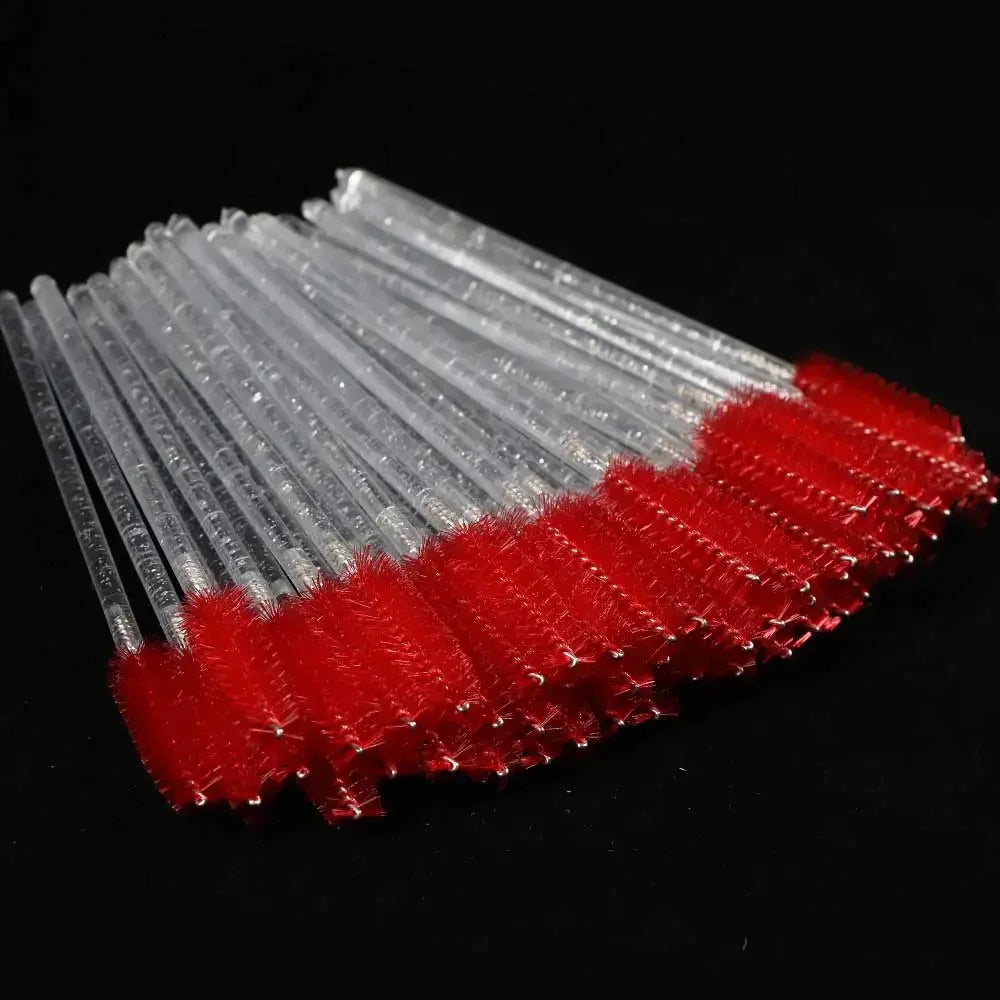 50PCS Disposable Eyelash & Eyebrow Brushes with Crystal Handle