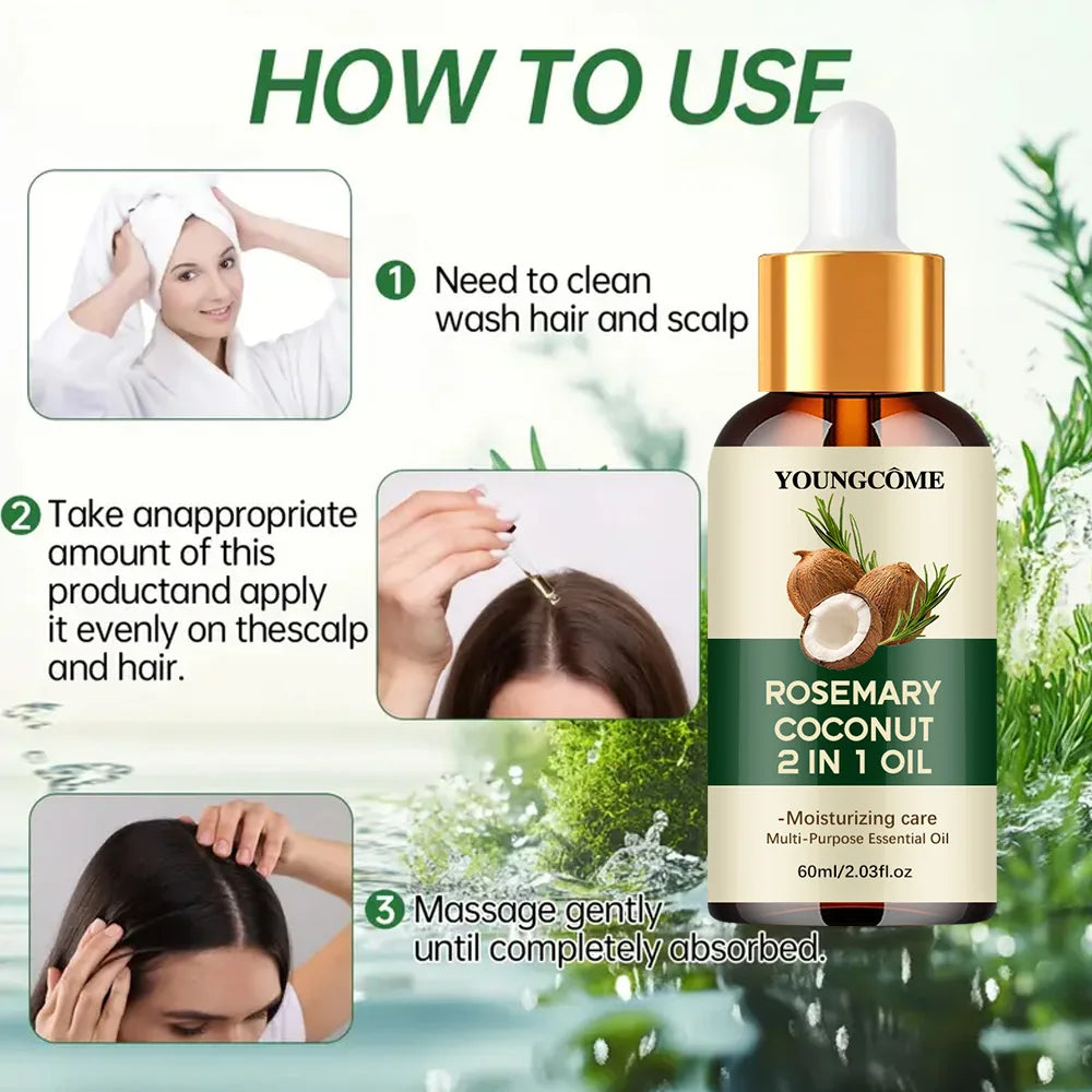 YOUNGCOME Rosemary Hair Oil with Coconut – Nourishing Scalp Treatment 60ml - Roomsium