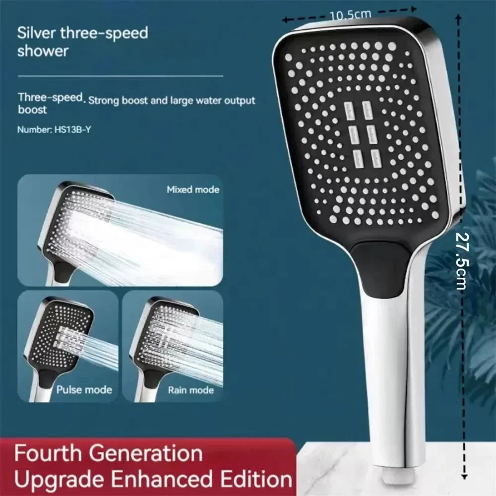 3-Mode Adjustable Handheld Shower Head – High-Pressure Water-Saving Design - Roomsium