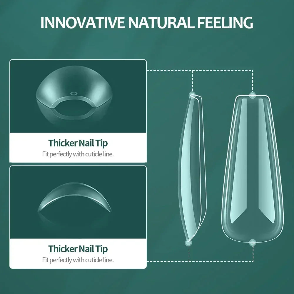 NAILPOP 600PCS Soft Gel X Nail Tips – Full Cover Coffin Almond Oval Pre-Buff Semi-Matte False Nails - Roomsium