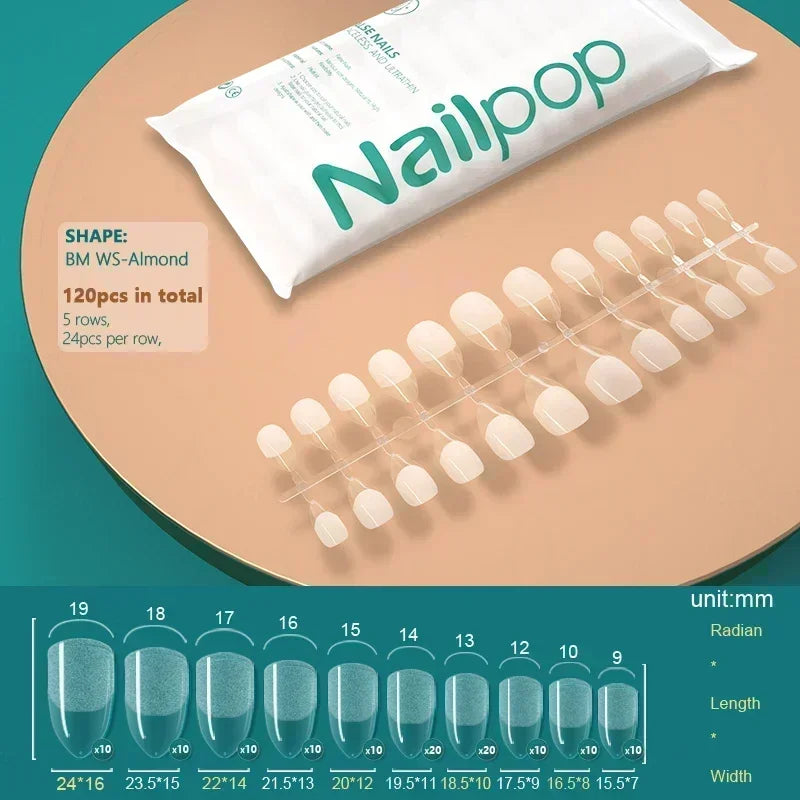 NAILPOP 120pcs Soft Gel Full Cover Press On Nails – Coffin Clear / Semi-Matte False Nail Tips - Roomsium
