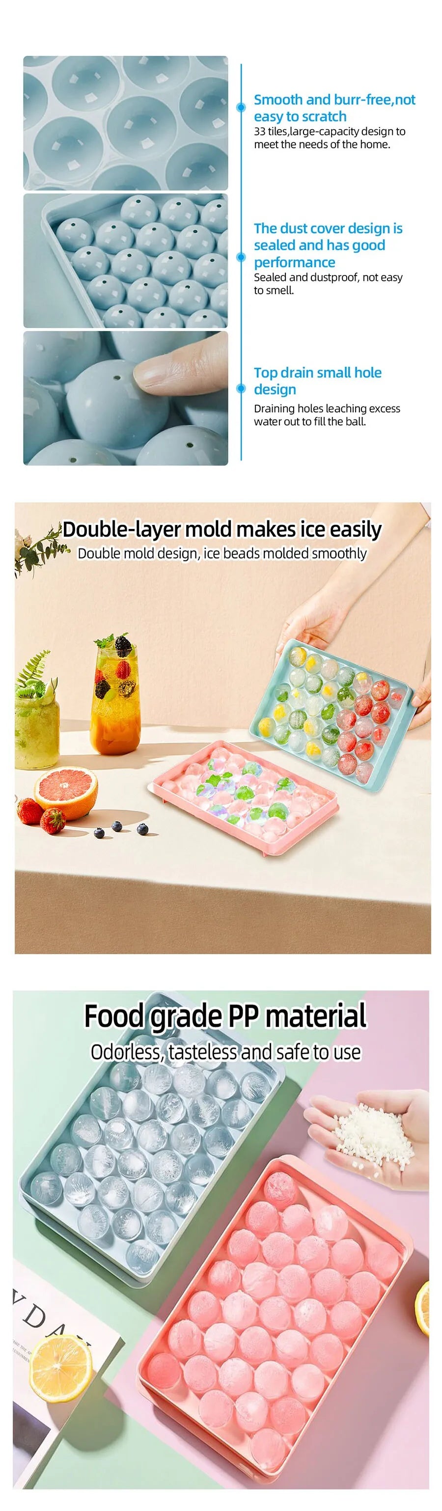 33-Sphere Ice Ball Mold – Round Ice Cube Tray for Drinks & Cocktails