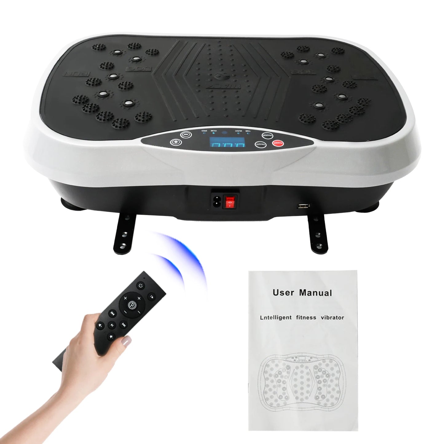 Vibration Plate Exercise Machine – Full-Body Fat-Burning Fitness Platform with Remote & Resistance Bands