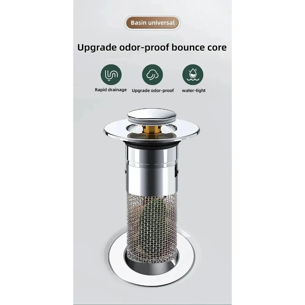 Stainless Steel Pop-Up Sink Drain Plug – Press Type