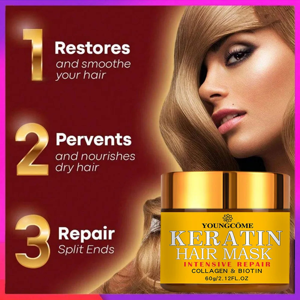 Keratin Hair Repair Mask with Biotin & Collagen – Deep Treatment