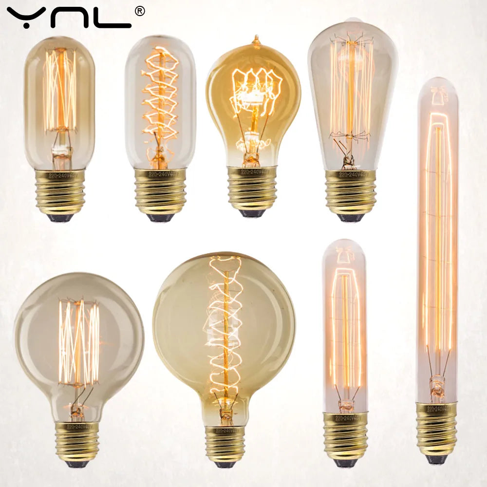 YNL E27 Retro Edison Bulb 220V 40W – ST64 G80 G95 G125 Vintage Filament Light Bulb - Roomsium