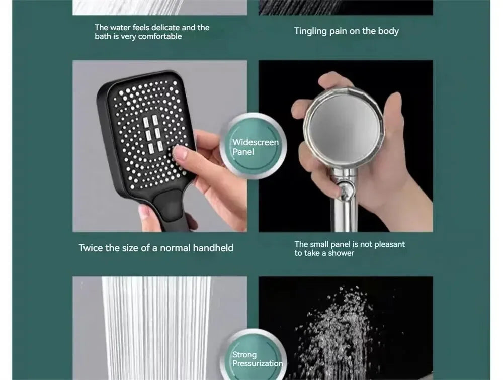 3-Mode Adjustable Handheld Shower Head – High-Pressure Water-Saving Design - Roomsium