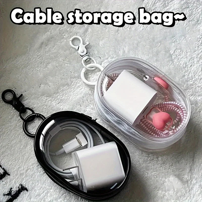 WRDEW Portable Mini Clear Zipper Storage Bag – Silicone Organizer with Keychain Loop - Roomsium