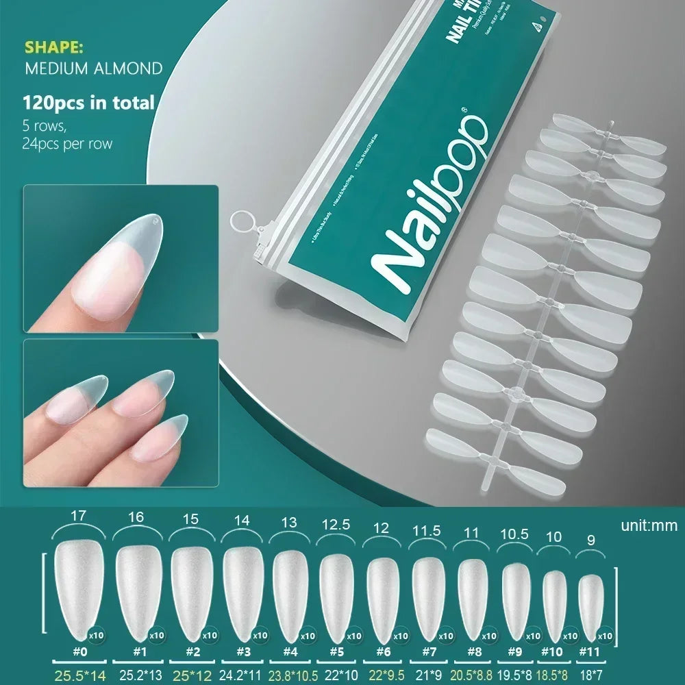 NAILPOP 120pcs Soft Gel Full Cover Press On Nails – Coffin Clear / Semi-Matte False Nail Tips - Roomsium