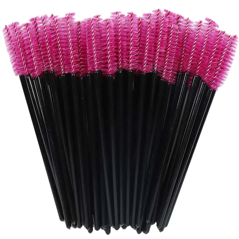 50PCS Disposable Eyelash & Eyebrow Brushes with Crystal Handle