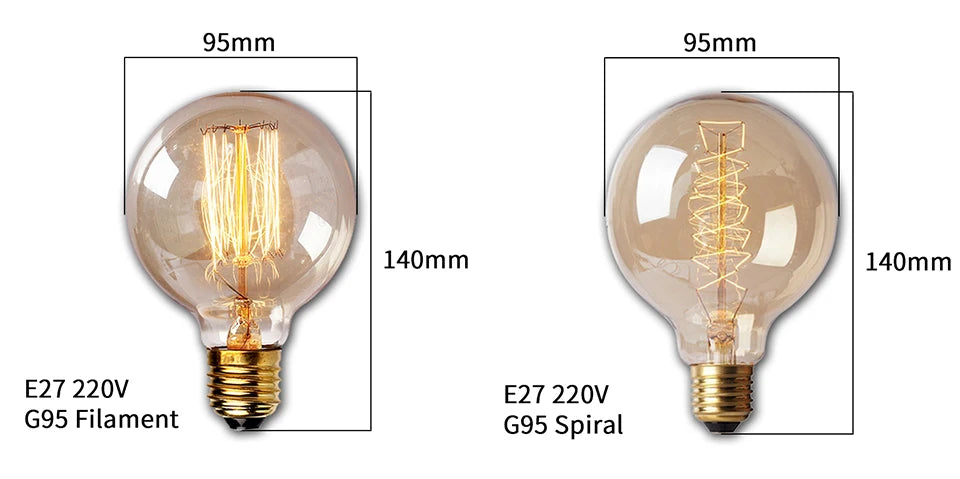 YNL E27 Retro Edison Bulb 220V 40W – ST64 G80 G95 G125 Vintage Filament Light Bulb - Roomsium