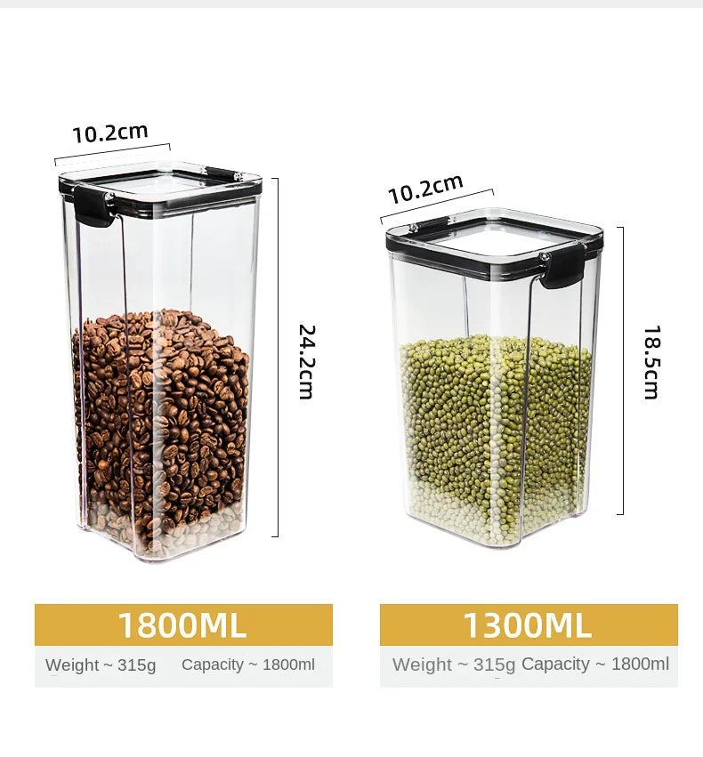 Sealed Kitchen Grain Storage Jars – Moisture-Proof Transparent Food Containers (460–1800ml)