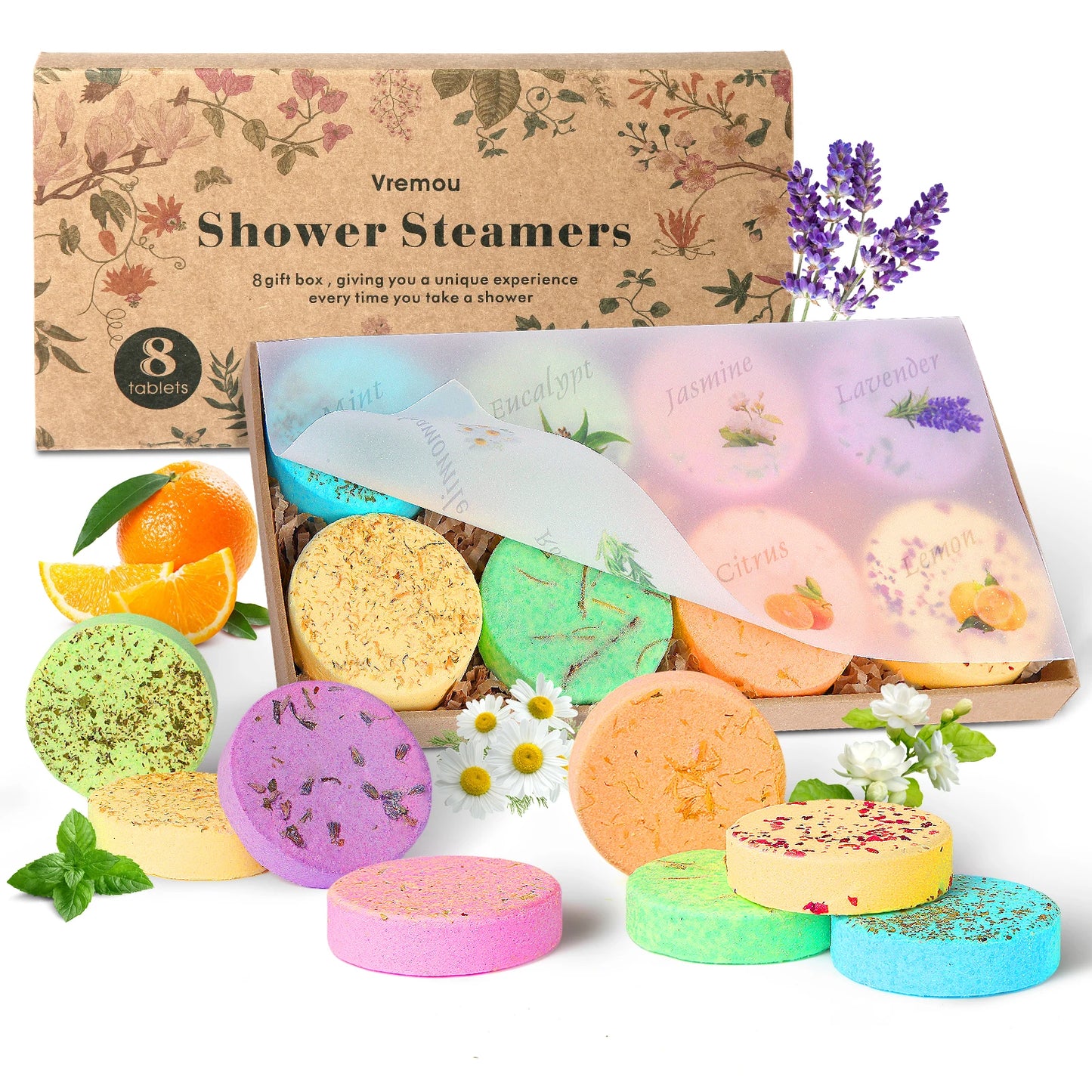 Shower Steamers Aromatherapy – 8 Pack Spa Gift Set for Women & Men