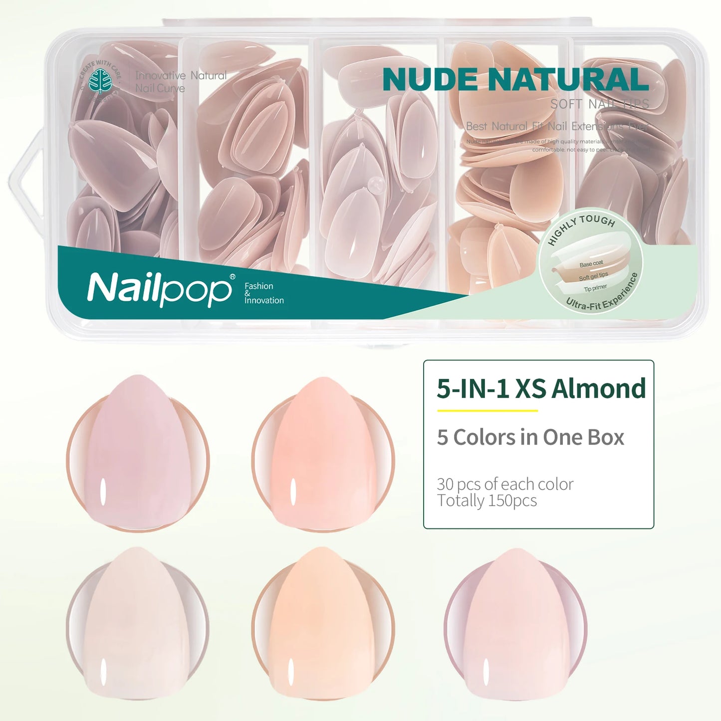 Nailpop 3-in-1 Nude Natural Nail Tips – 140PCS