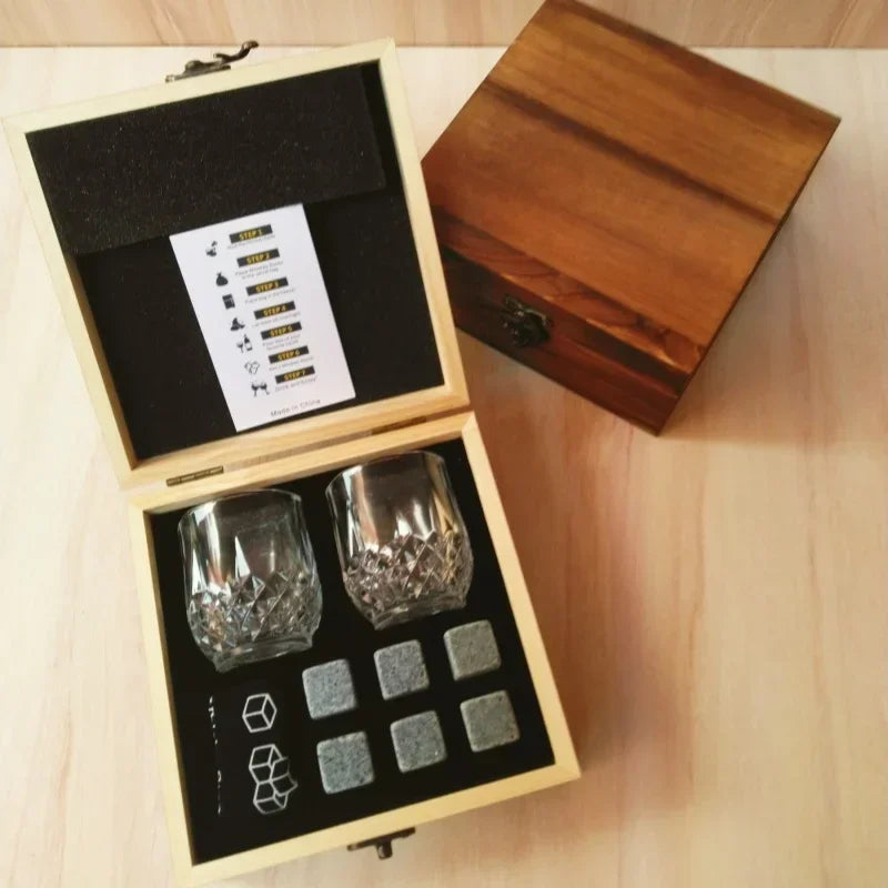 Whiskey Stones & Glasses Gift Set – Granite Chilling Stones