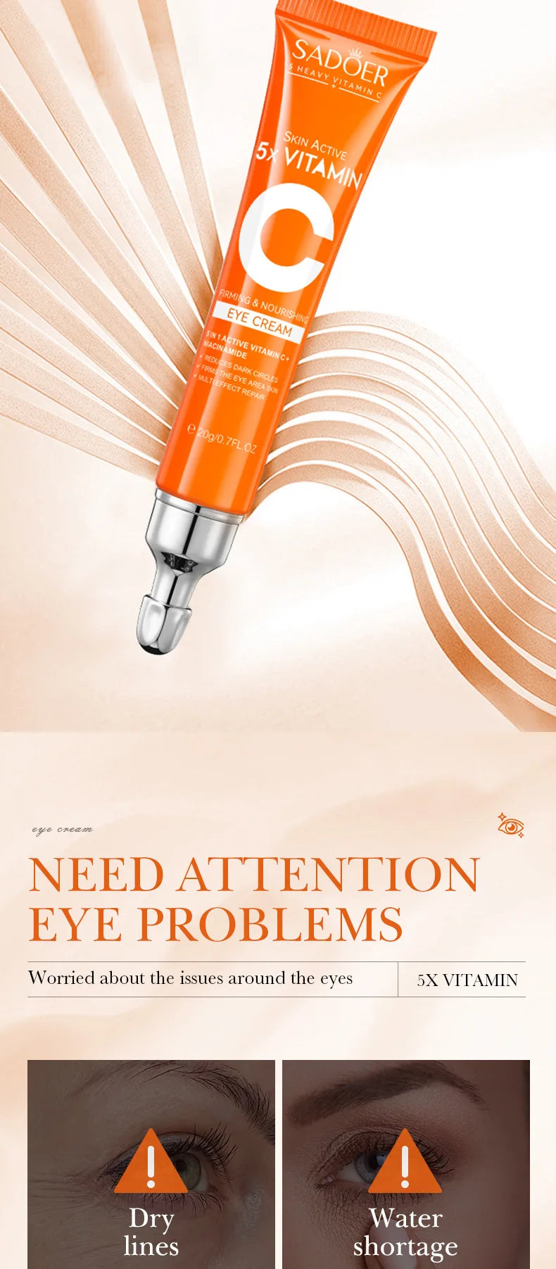 Vitamin C Eye Cream – Hydrating & Brightening Under Eye Care (20g) - Roomsium