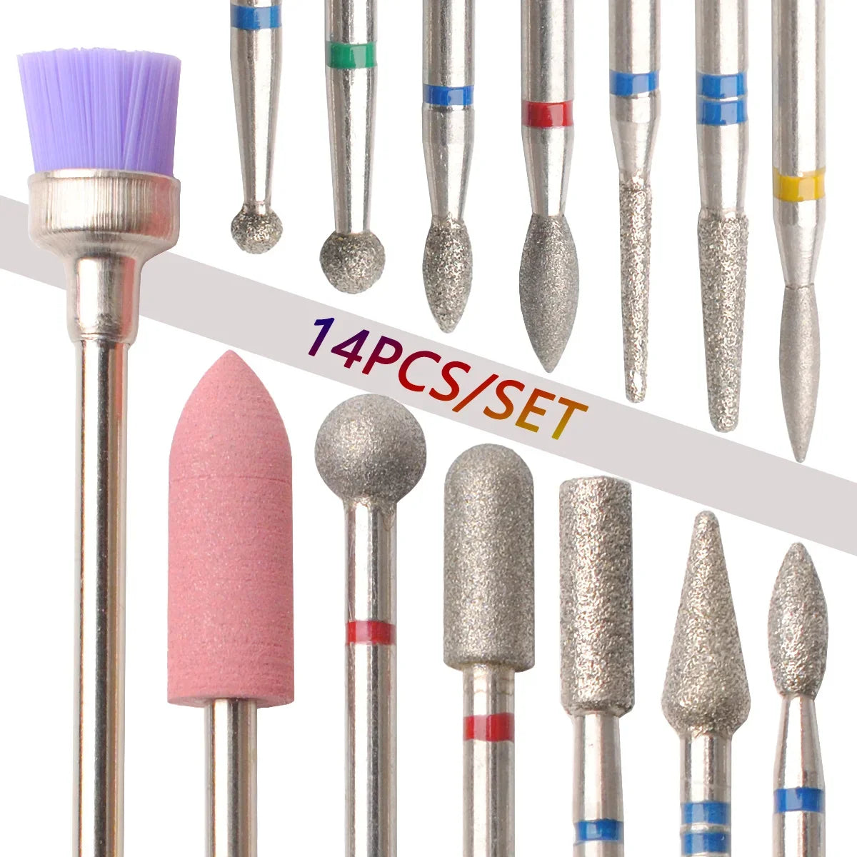 14pcs Nail Drill Bit Set – Electric Manicure & Gel Removal Tools