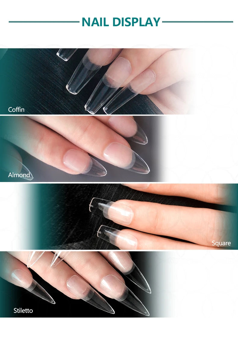 NAILPOP 120pcs Soft Gel Full Cover Press On Nails – Coffin Clear / Semi-Matte False Nail Tips - Roomsium