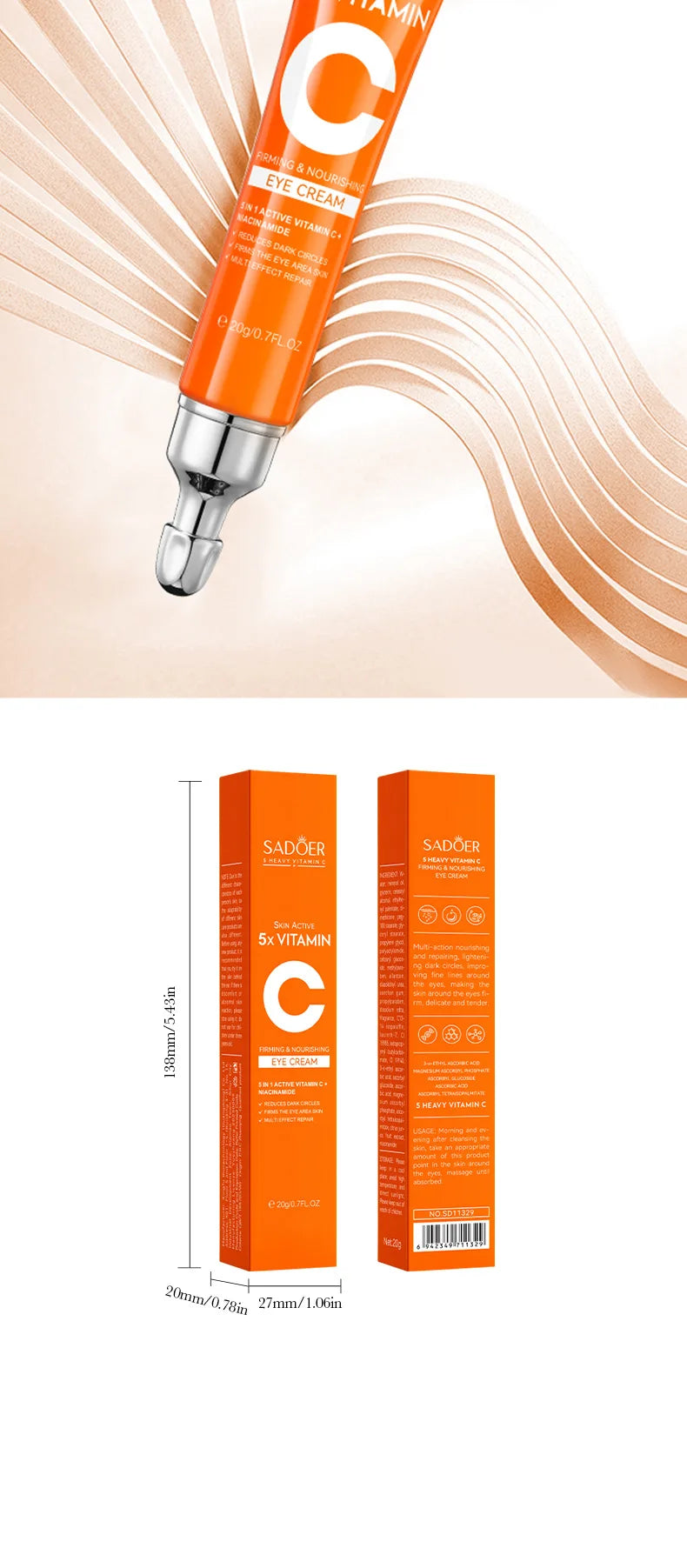 Vitamin C Eye Cream – Hydrating & Brightening Under Eye Care (20g) - Roomsium