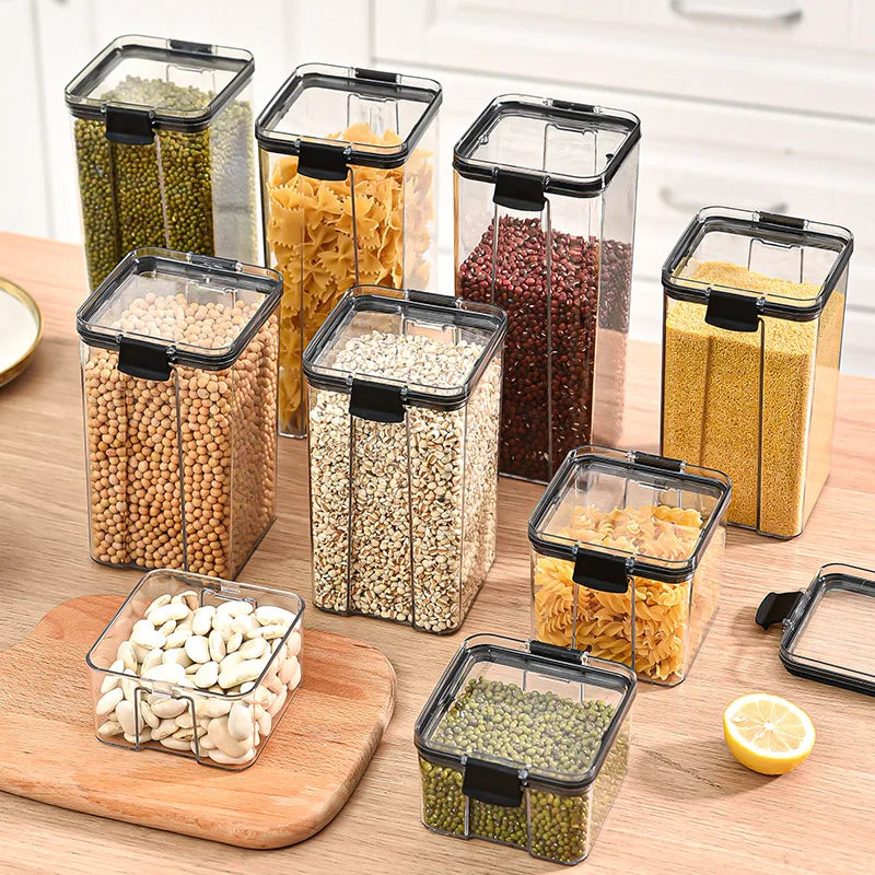 Sealed Kitchen Grain Storage Jars – Moisture-Proof Transparent Food Containers (460–1800ml)