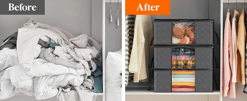 Large Capacity Clothes Storage Bag Foldable Closet Organizer
