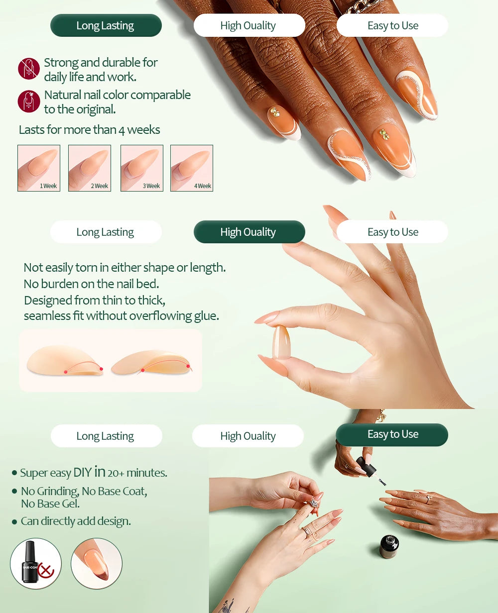 Nailpop 3-in-1 Nude Natural Nail Tips – 140PCS