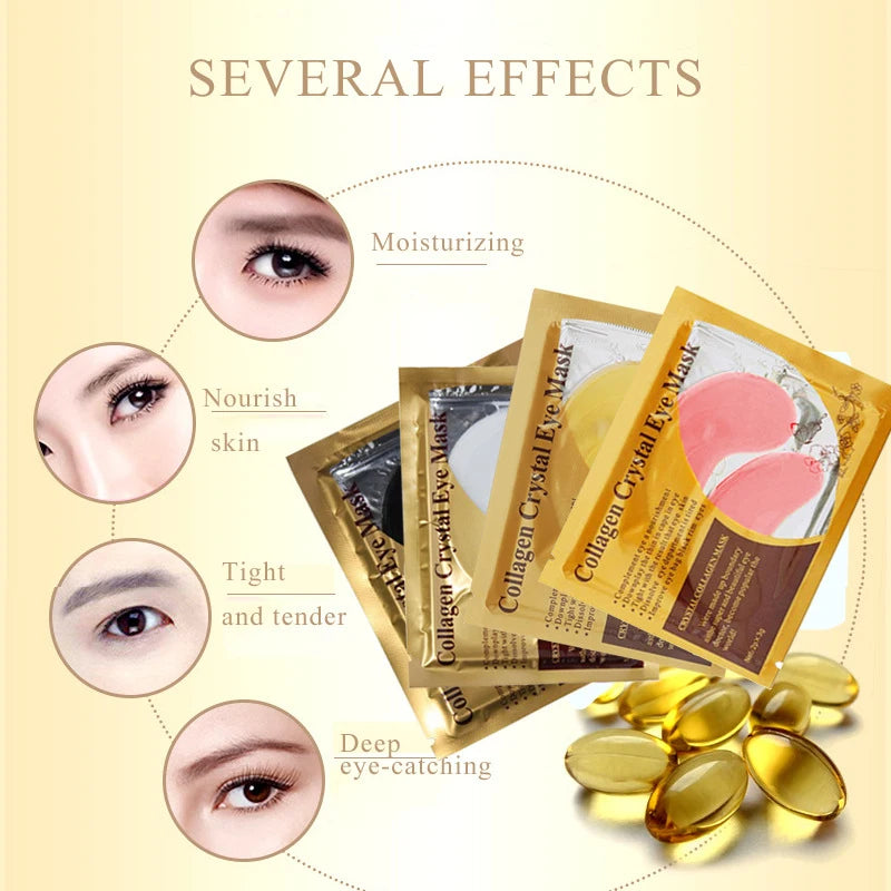 20Pcs (10 Pairs) Gold Collagen Crystal Eye Masks – Firming, Hydrating & Anti-Puffiness Eye Patches - Roomsium