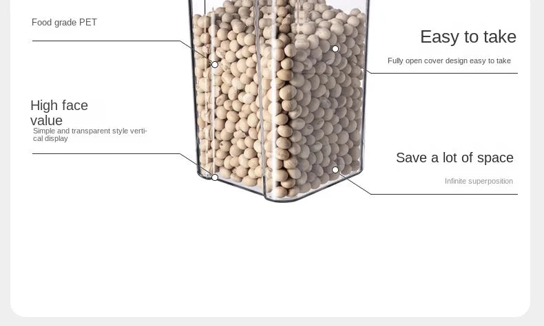 Sealed Kitchen Grain Storage Jars – Moisture-Proof Transparent Food Containers (460–1800ml)