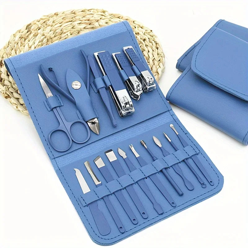 16-Piece Professional Nail Clipper & Cuticle Nipper Set – Manicure & Pedicure Kit with Travel Case - Roomsium