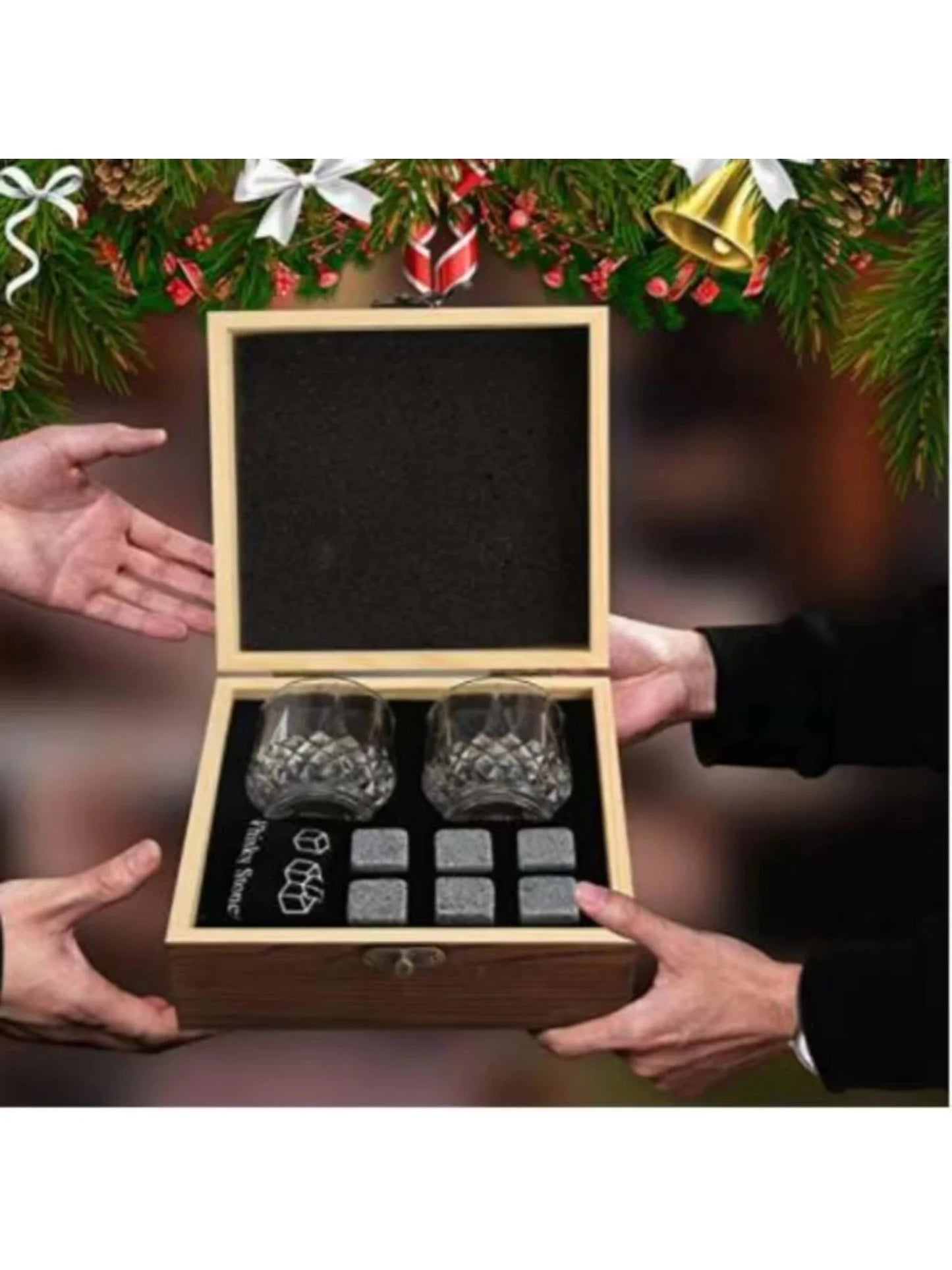 Whiskey Stones & Glasses Gift Set – Granite Chilling Stones