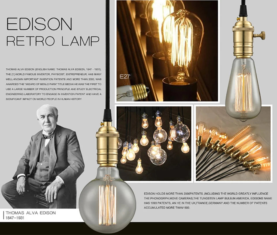 YNL E27 Retro Edison Bulb 220V 40W – ST64 G80 G95 G125 Vintage Filament Light Bulb - Roomsium