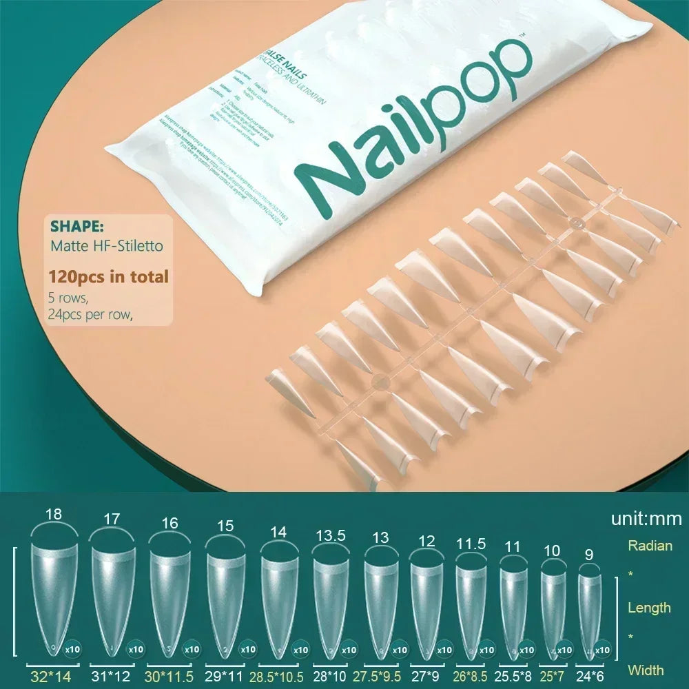NAILPOP 120pcs Soft Gel Full Cover Press On Nails – Coffin Clear / Semi-Matte False Nail Tips - Roomsium