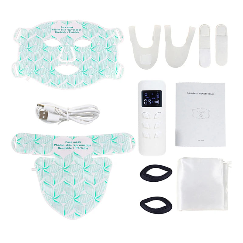 7-Color LED Face & Neck Mask with Infrared Light – Skin Rejuvenation & Anti-Aging Light Therapy