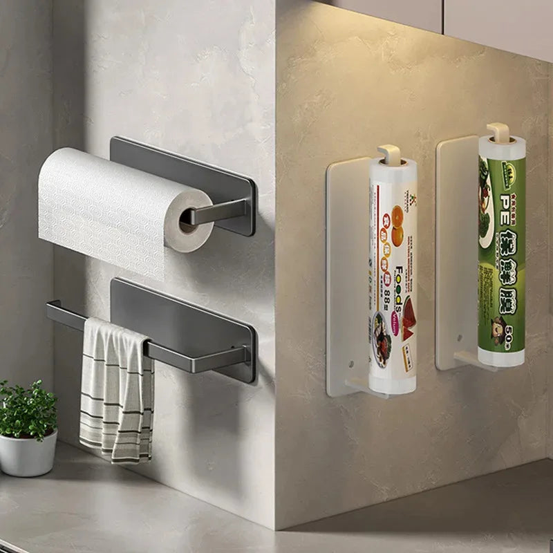 Self Adhesive Paper Towel Holder – No-Drill Metal Rack for Kitchen & Bathroom