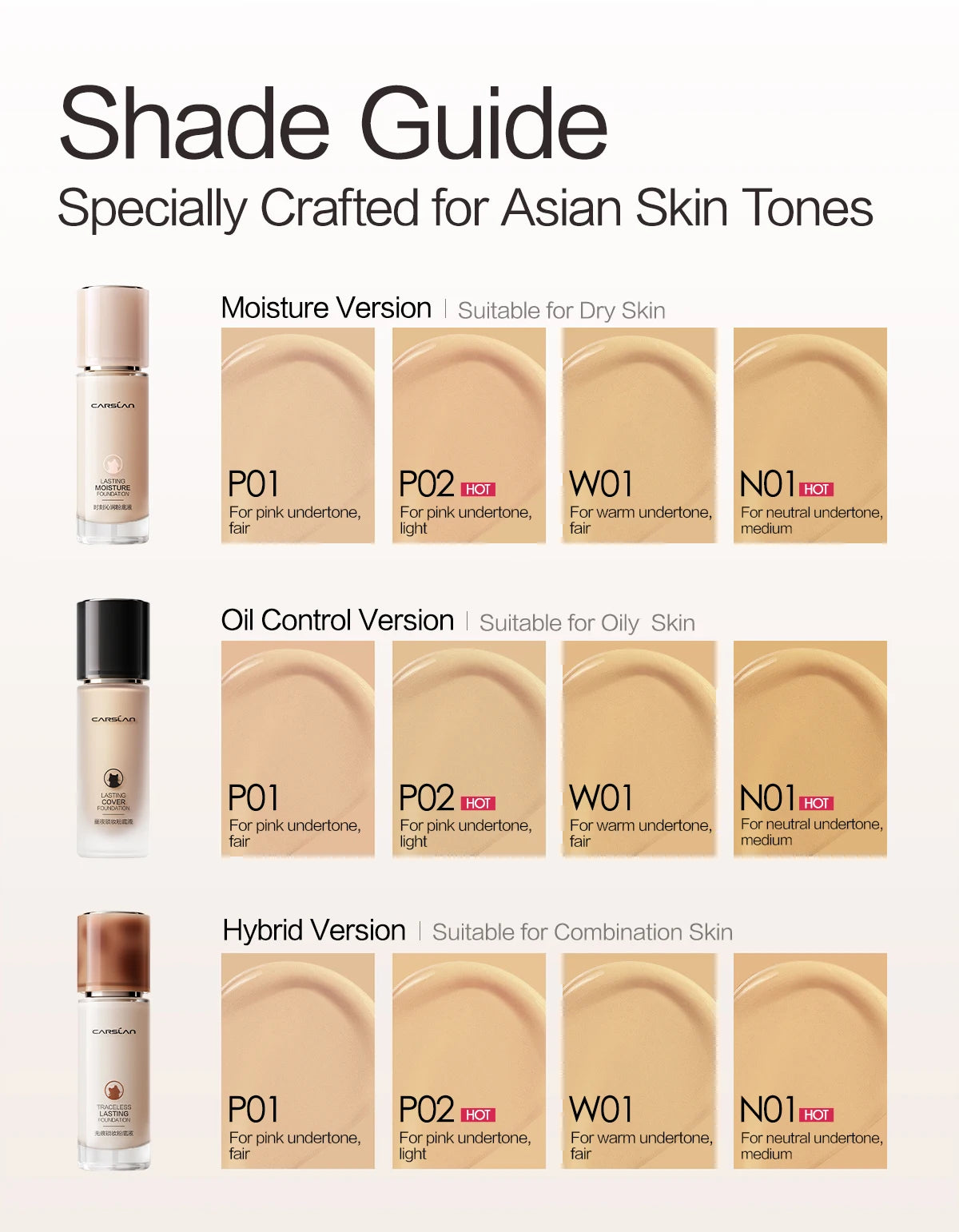 CARSLAN Long-Lasting Matte Liquid Foundation – Full Coverage Base