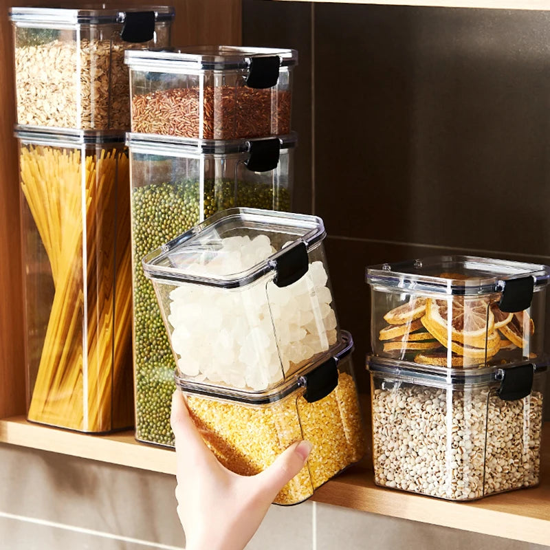 Sealed Kitchen Grain Storage Jars – Moisture-Proof Transparent Food Containers (460–1800ml)