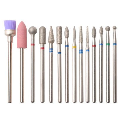 14pcs Nail Drill Bit Set – Electric Manicure & Gel Removal Tools