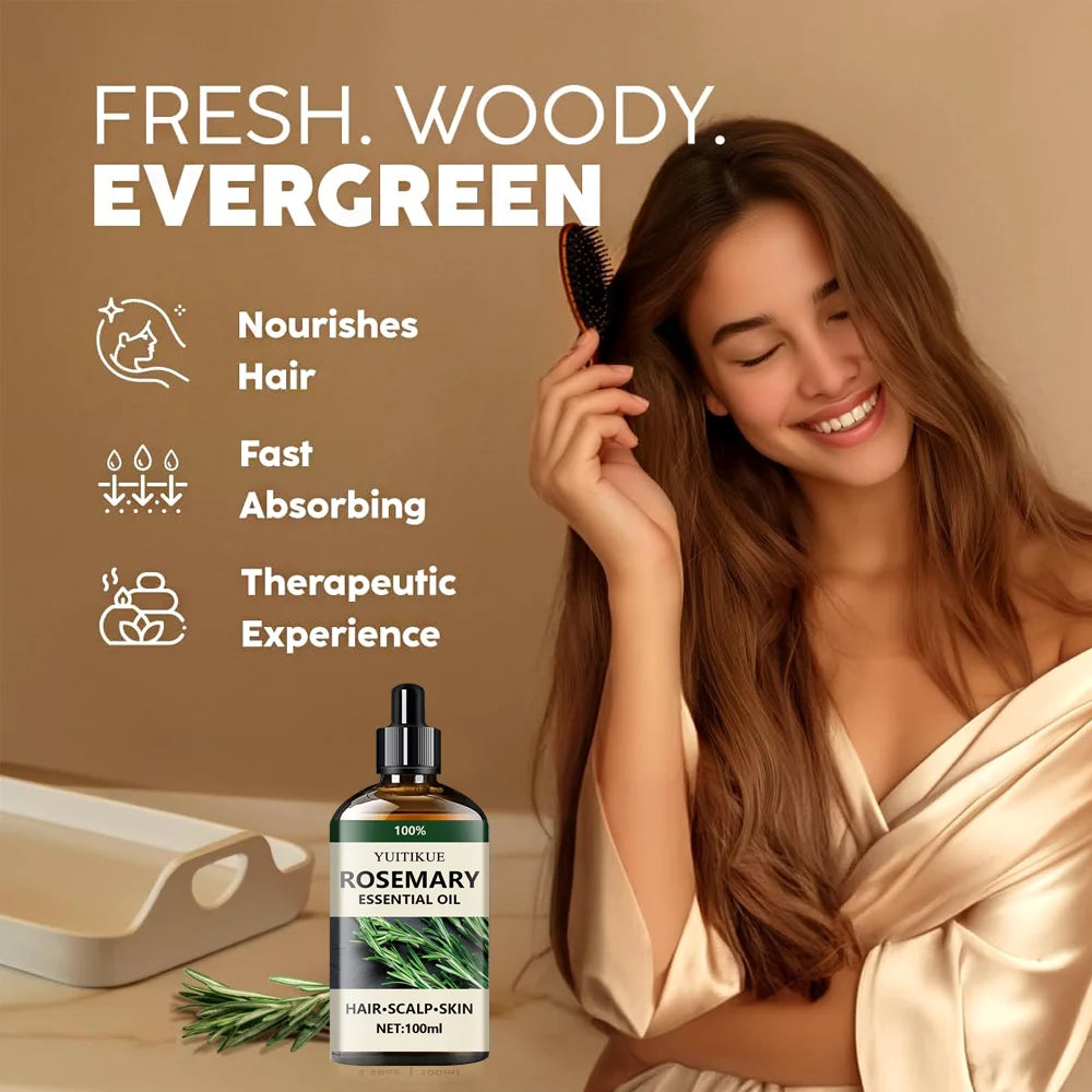 100% Pure Rosemary Essential Oil – Aromatherapy Oil for Hair, Scalp & Skin (100g)