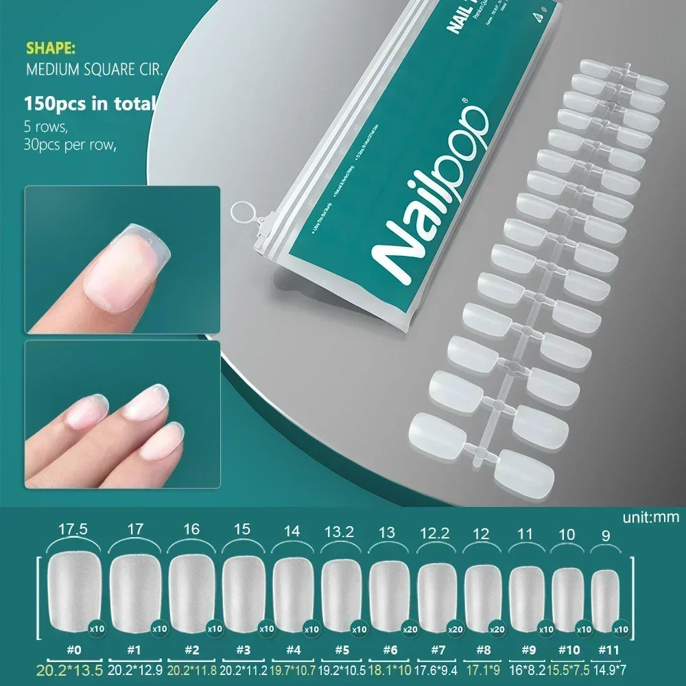 NAILPOP 120pcs Soft Gel Full Cover Press On Nails – Coffin Clear / Semi-Matte False Nail Tips - Roomsium