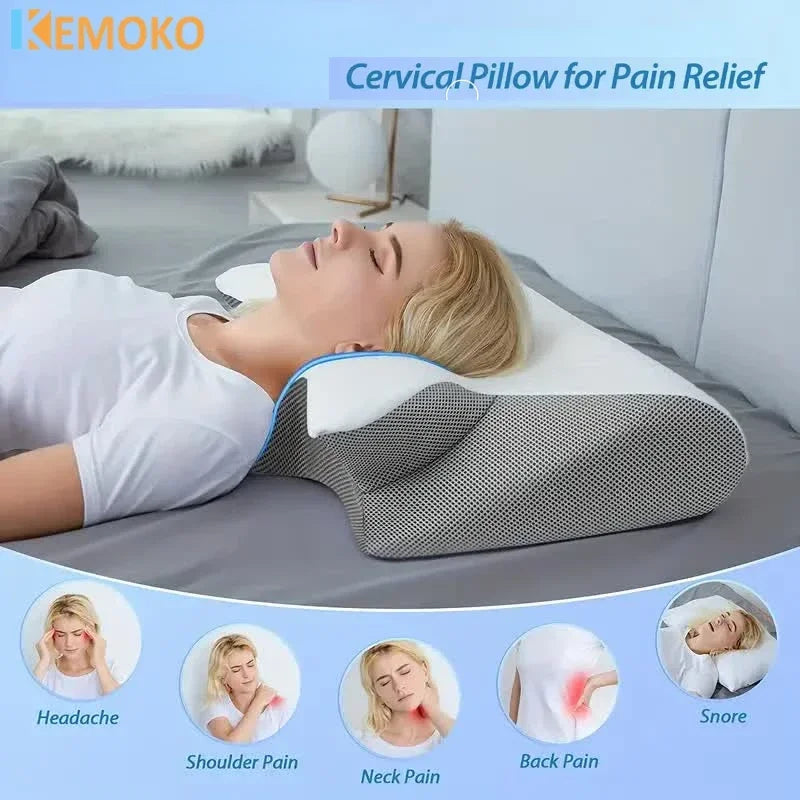 Ergonomic Memory Foam Cervical Pillow – 2-in-1 Contour Neck Support Pillow