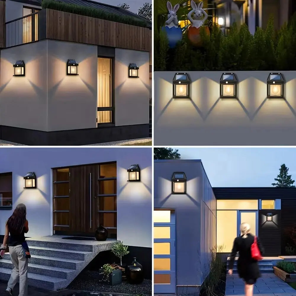 Solar Outdoor Waterproof LED Wall Light with Motion Sensor – IP65 Garden & Fence Lamp - Roomsium