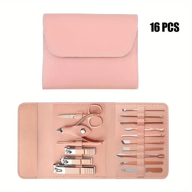 16-Piece Professional Nail Clipper & Cuticle Nipper Set – Manicure & Pedicure Kit with Travel Case - Roomsium