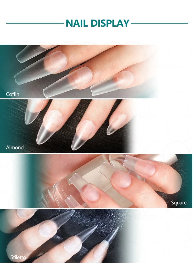 NAILPOP 120pcs Soft Gel Full Cover Press On Nails – Coffin Clear / Semi-Matte False Nail Tips - Roomsium