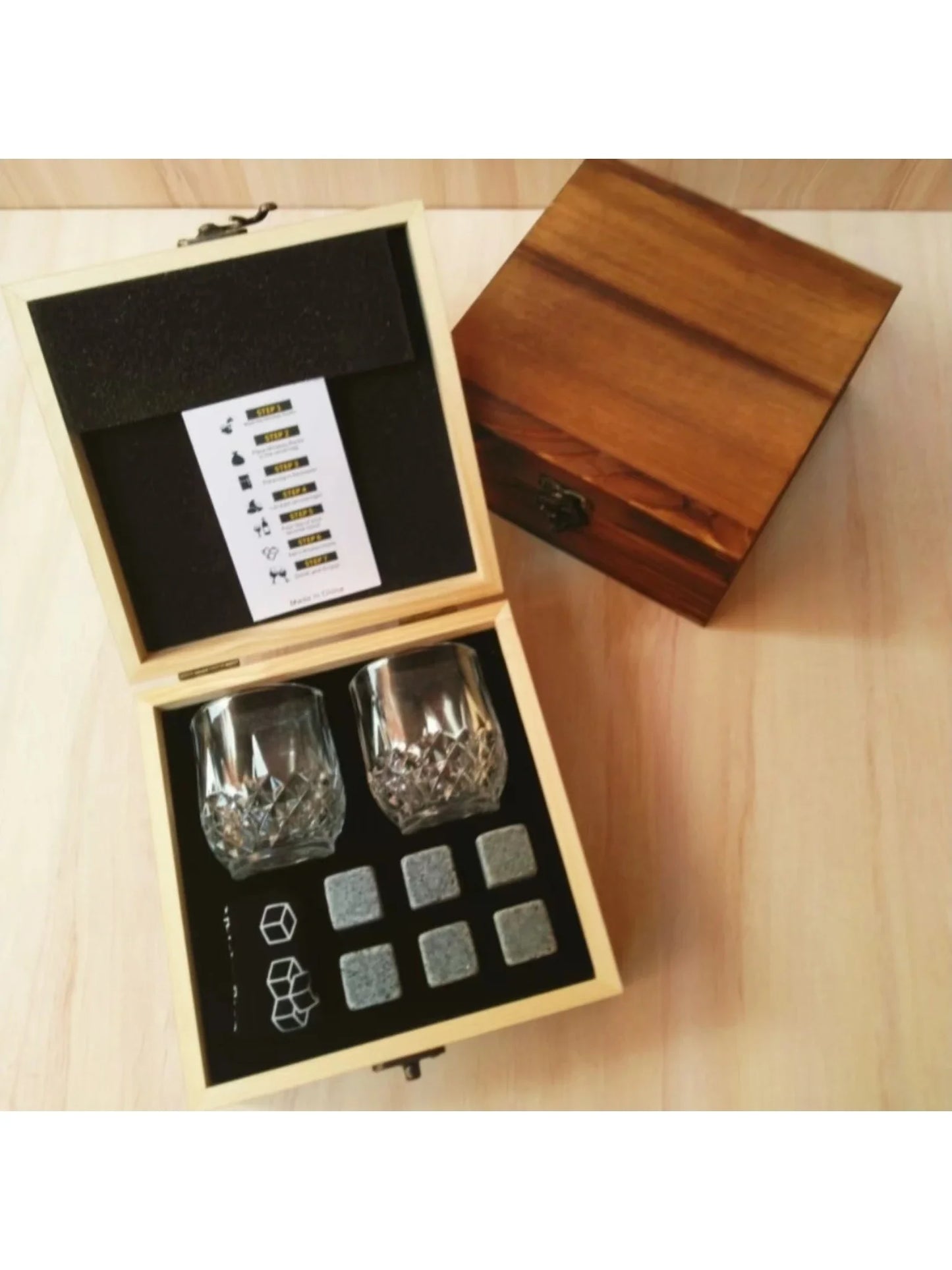 Whiskey Stones & Glasses Gift Set – Granite Chilling Stones